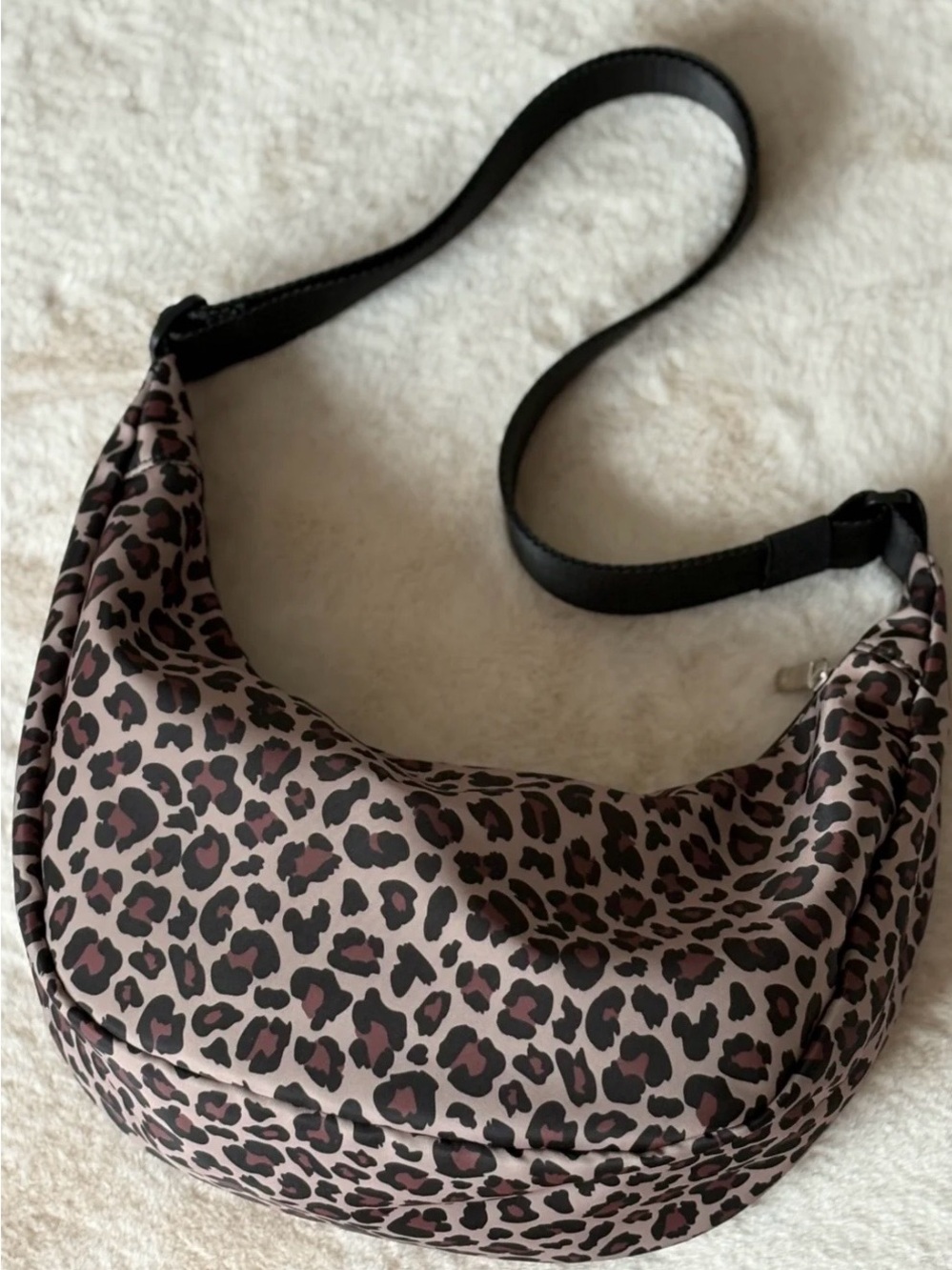 LUNA | Leopard Print Crescent Shoulder Bag in Pink